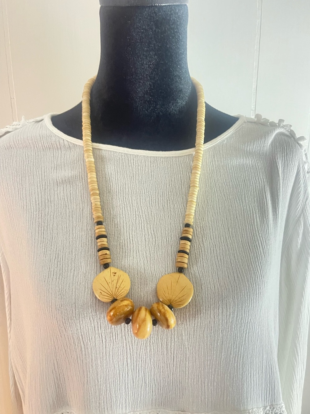 Handcrafted Yellow Bead Statement Necklace - Boho Chic